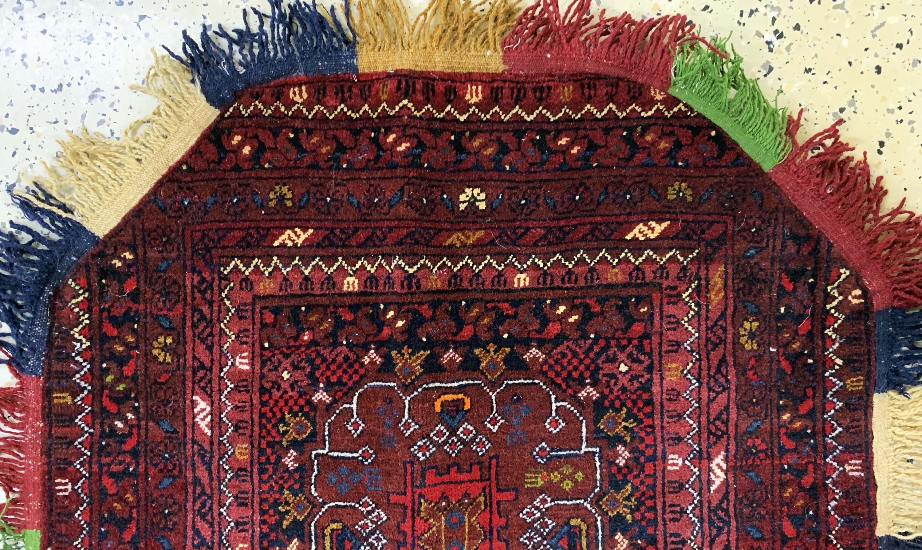 Detail a: Sattelauflage alt, Afghanistan, Mitte 20.Jhd, Wolle auf Wolle, ca. 80 x 80 cm, EHZ: 2