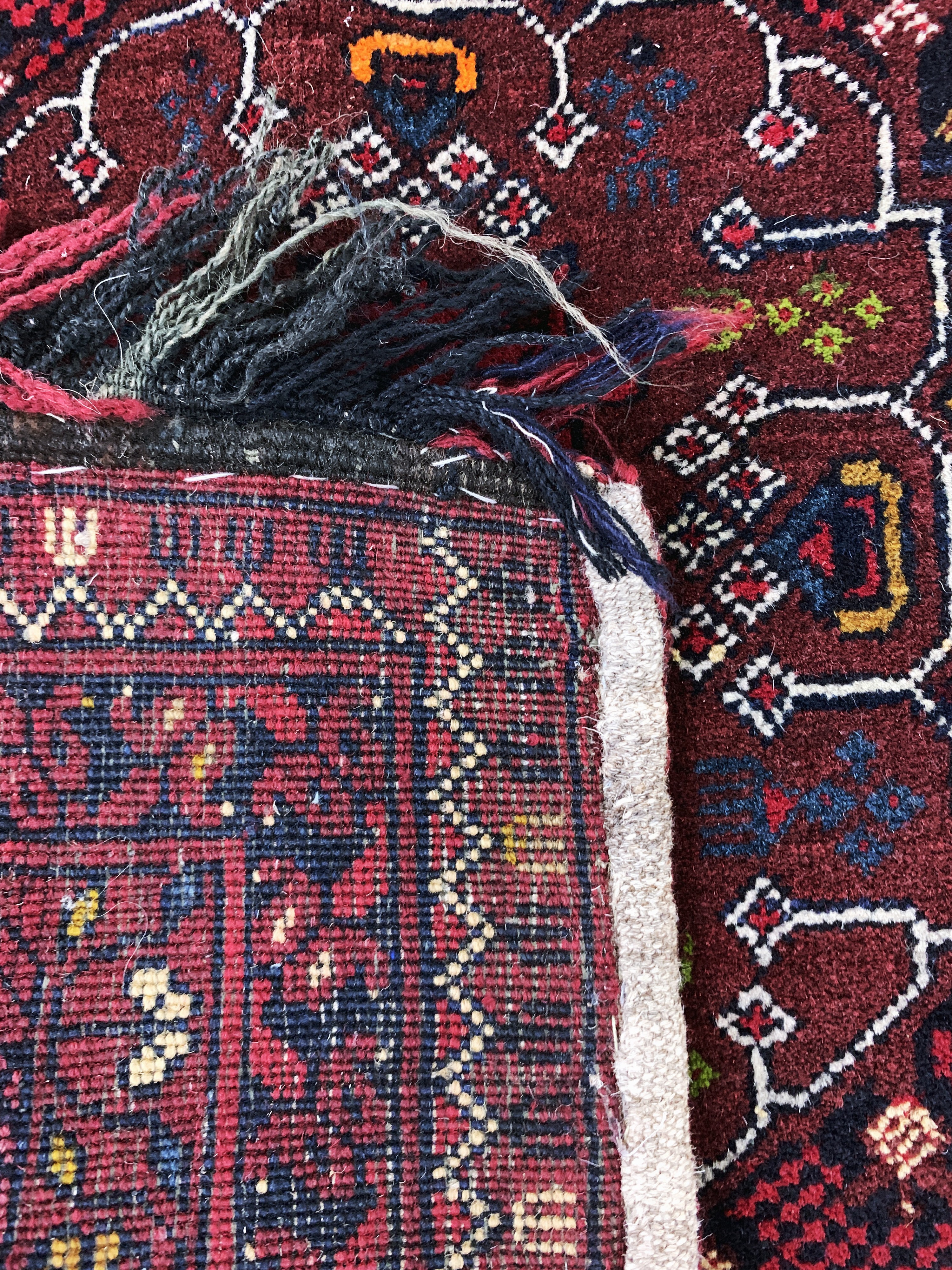 Detail e: Sattelauflage alt, Afghanistan, Mitte 20.Jhd, Wolle auf Wolle, ca. 80 x 80 cm, EHZ: 2