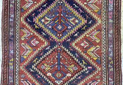 27091435b - Kazak alt, Kaukasus, Anfang 20.Jhd, Wolle auf Wolle, ca. 230 x 125 cm, Mottenfraß, ...