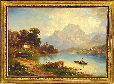27091440k - Carl Ludwig Schmitz, 1817-1859 Düsseldorf, Partie am Vierwaldstätter See, Öl/Lwd, ...