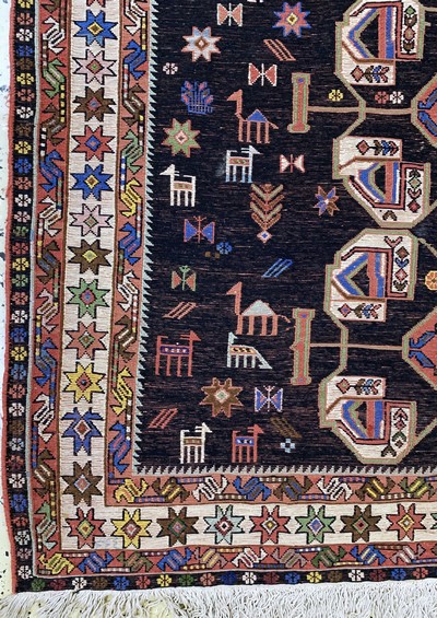 27091444b - Sumakh alt, Azerbaijan, Mitte 20.Jhd, Wolleauf Baumwolle, ca. 195 x 143 cm, EHZ: ...