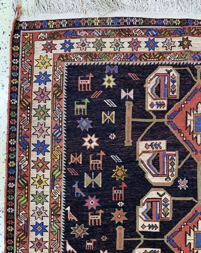 27091444c - Sumakh alt, Azerbaijan, Mitte 20.Jhd, Wolleauf Baumwolle, ca. 195 x 143 cm, EHZ: ...