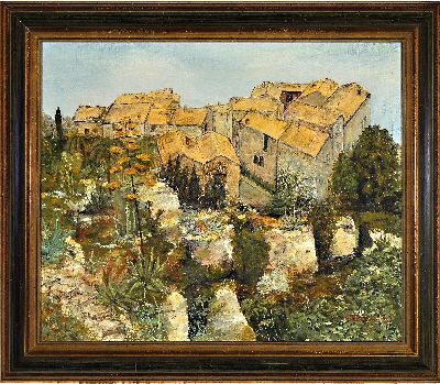 27091445k - Roland Frenzel, 1938-2004, Südliche Stadtansicht, Öl/Lwd, rechts unten sign. und dat. ...
