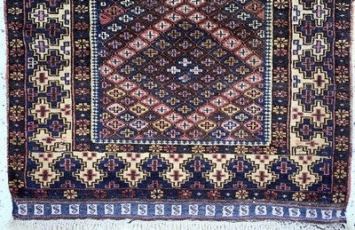 27091453b - Zakini#´Prayer Rug#´, Afghanistan, early 20th century, wool on wool, approx. 127 x 83 cm, ...