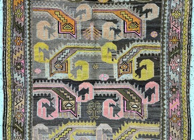 27091463b - Karabagh antik, Kaukasus, um 1900, Wolle auf Wolle, ca. 280 x 132 cm, EHZ: 3 ...