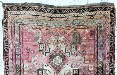 27091466a - Karabagh antik, Kaukasus, um 1900, Wolle auf Wolle, ca. 365 x 145 cm, EHZ: 2-3, ...