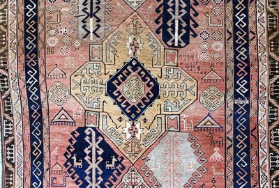 27091466c - Karabagh antik, Kaukasus, um 1900, Wolle auf Wolle, ca. 365 x 145 cm, EHZ: 2-3, ...