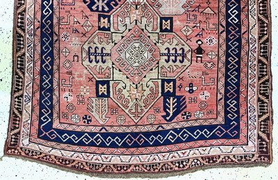 27091466d - Karabagh antik, Kaukasus, um 1900, Wolle auf Wolle, ca. 365 x 145 cm, EHZ: 2-3, ...