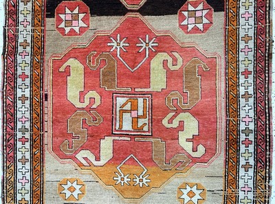 27091467b - ´Wolkenband´Kazak antik, Kaukasus, um 1900,Wolle auf Wolle, ca. 260 x 130 cm, EHZ: 2-3 ...