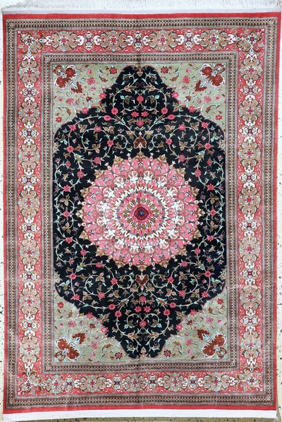Image Ghom Seide fein, Persien, Ende 20.Jhd, reine Naturseide, ca. 200 x 140 cm, ca. 1,0 Mio. ...