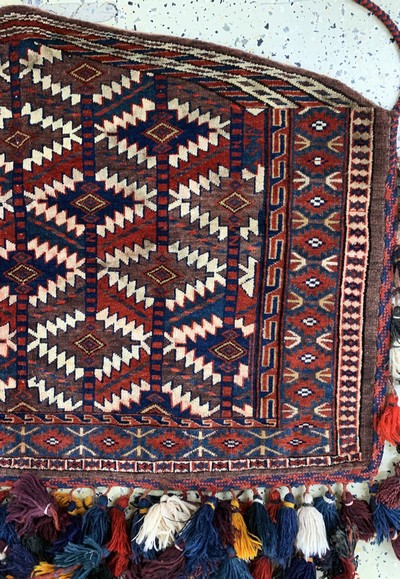 27091486f - 2 Asmalyk antik, Turkmenistan, um 1900, Wolle auf Wolle, ca. 110 x 70 cm, leicht ...
