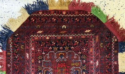 27091490a - Sattelauflage alt, Afghanistan, Mitte 20.Jhd, Wolle auf Wolle, ca. 80 x 80 cm, EHZ: 2 ...