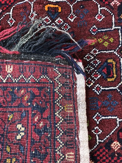 27091490e - Sattelauflage alt, Afghanistan, Mitte 20.Jhd, Wolle auf Wolle, ca. 80 x 80 cm, EHZ: 2 ...