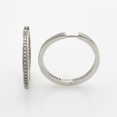 27091499a - Paar Klappcreolen mit Brillanten, WG 750/000, 82 Brill. zus. ca. 0.32 ct Weiß/si, D. ...