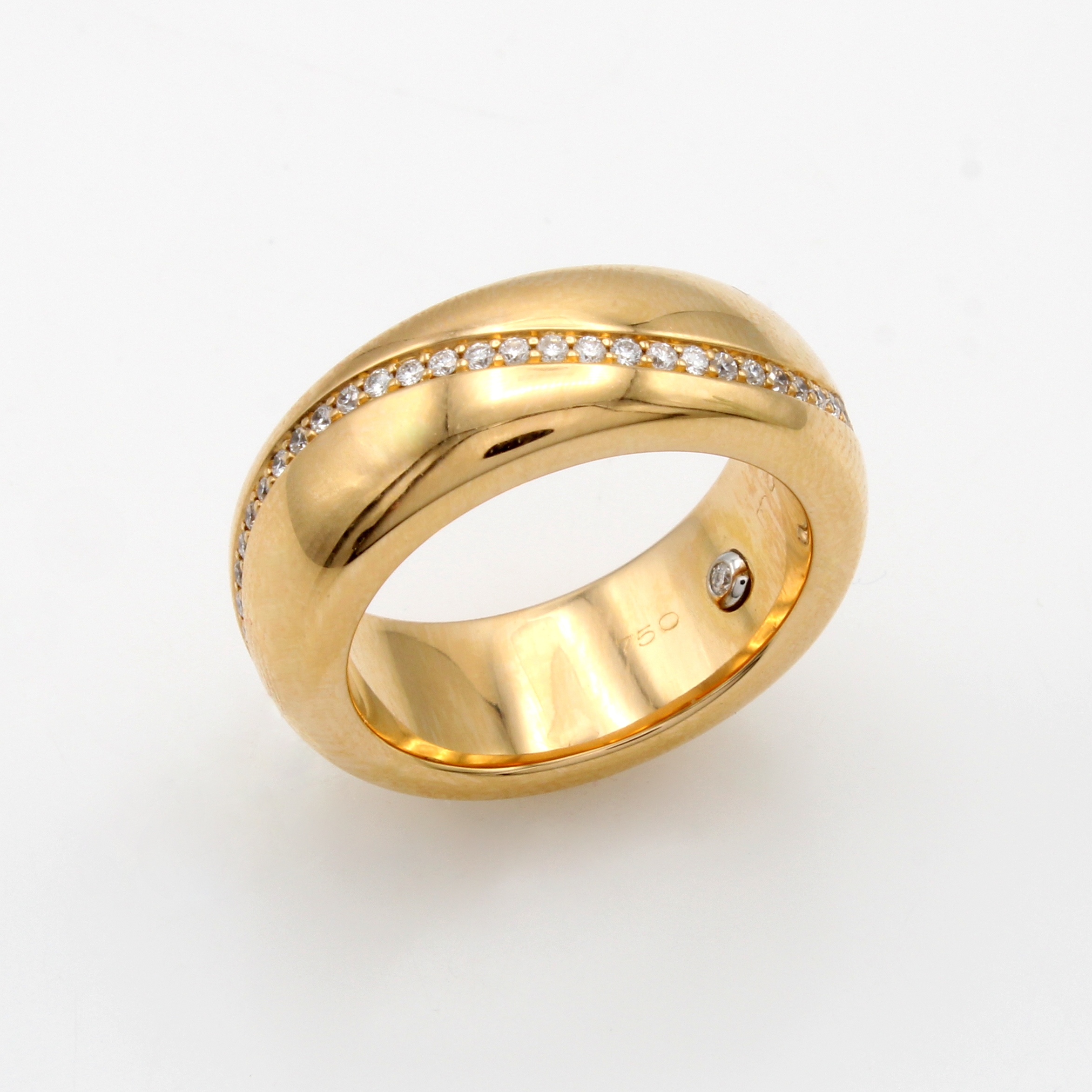 Image 27091504 - Ring mit Brillanten, RG 750/000, 57 Brill. zus. ca. 0.38 ct feines Weiß/vs, RW ca. 54 ...