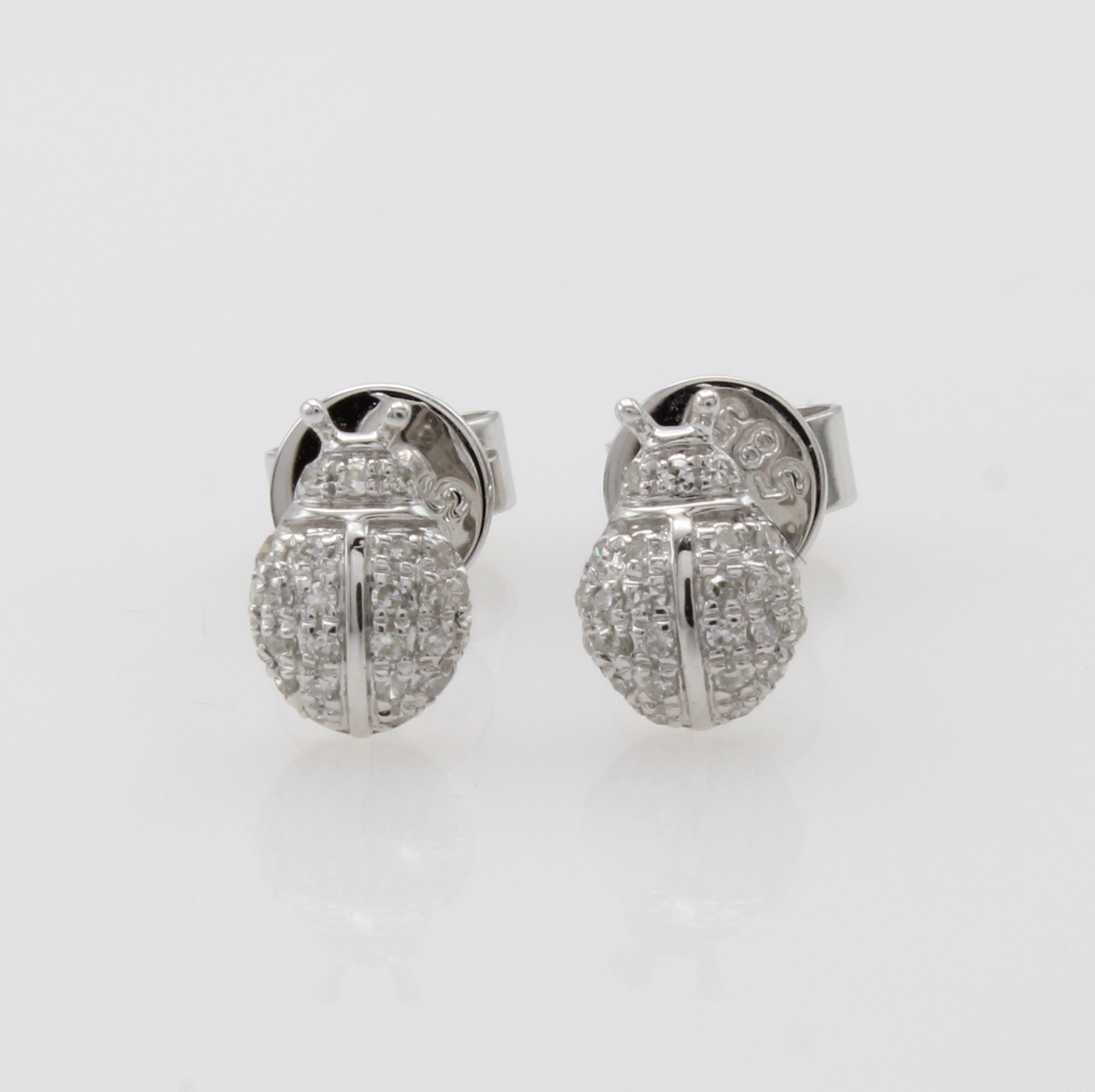 Image 27091514 - Paar Ohrstecker ´Marienkäfer´ mit Brillanten, WG 585/000, 50 Brill. zus. ca. 0.09 ct ...