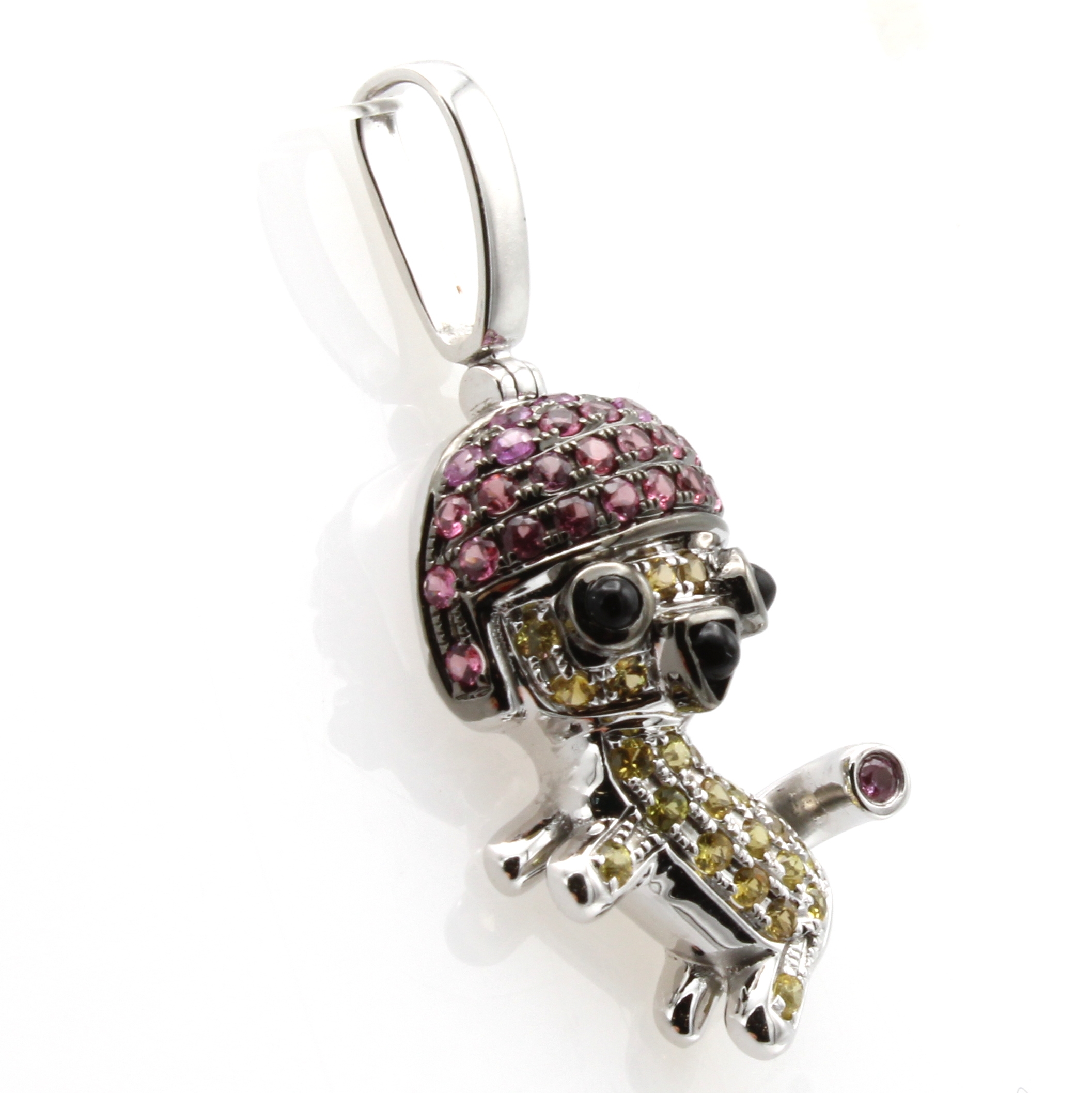 Image 27091525 - Anhänger ´Chihuahua´ mit Saphiren und Onyxen, WG 750/000, 57 Saphire zus. ca. 0.83ct, ...