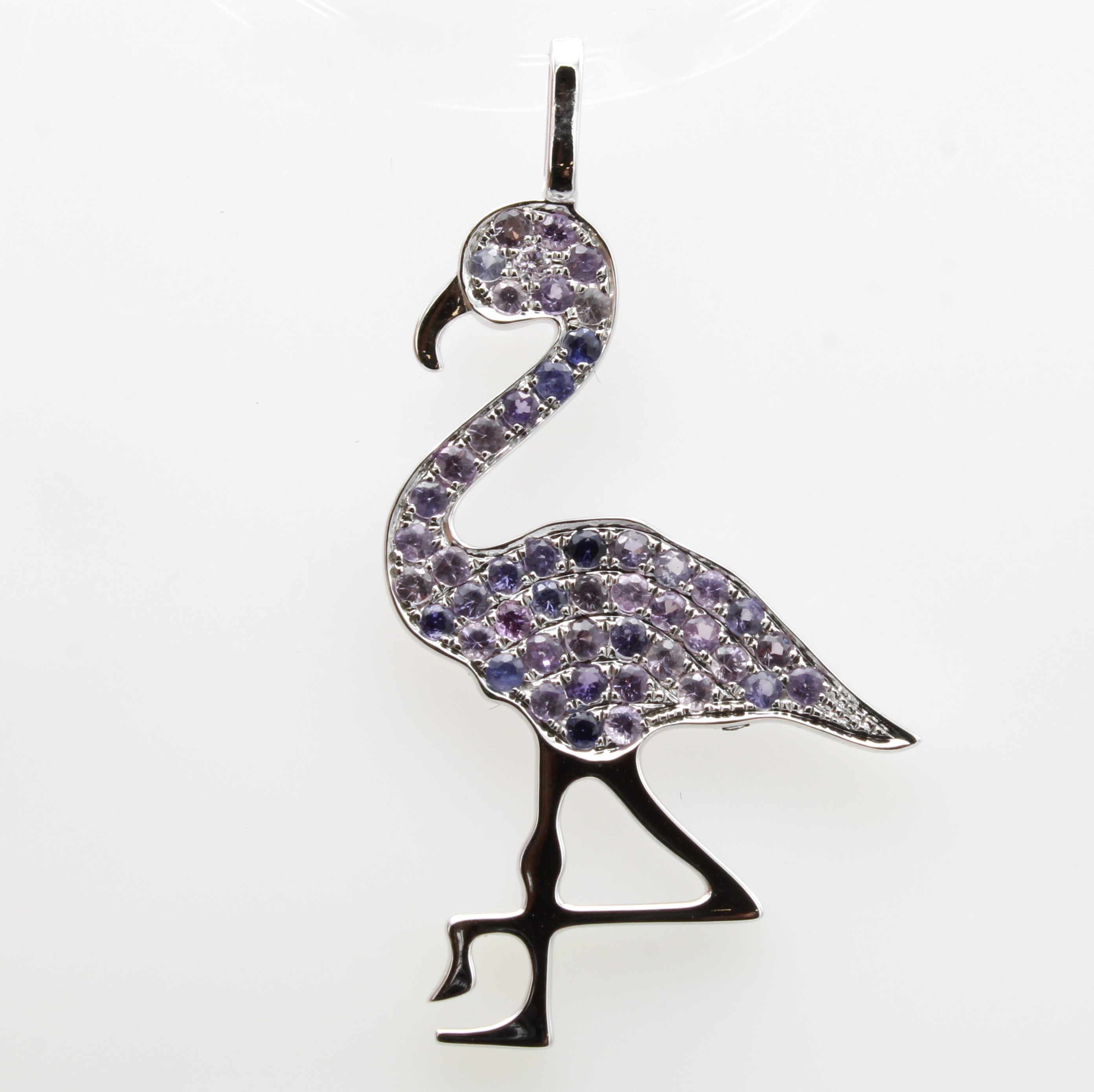 Image 27091527 - Anhänger ´Flamingo´ mit Brillant und Sa- phiren, WG 750/000, 47 bunte Saphire zus. ca. ...