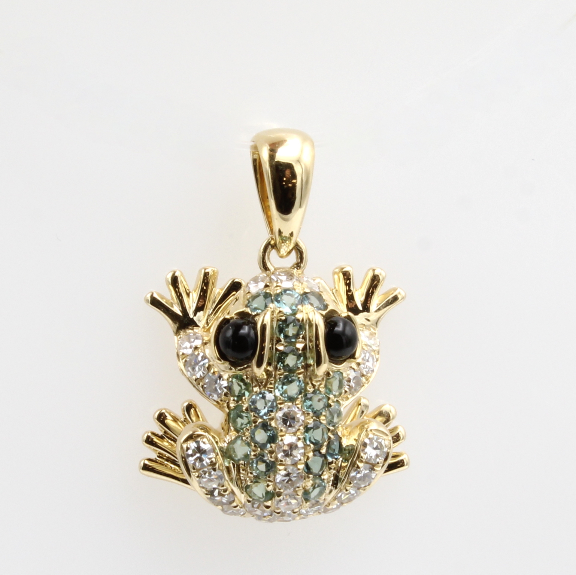 Image 27091534 - Anhänger ´Frosch´ mit Farbsteinen und Brillanten, GG 585/000, 26 Brill. zus. ca. 0.42 ...