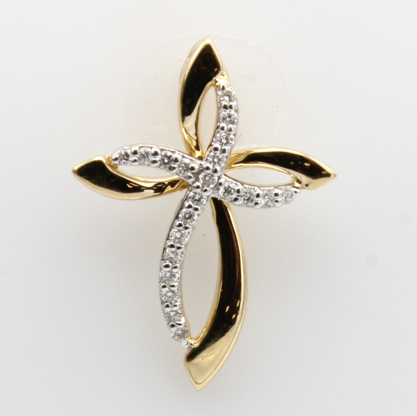 Image 27091536 - Kreuzanhänger mit Brillanten, GG 585/000, 21Brill. zus. ca. 0.11 ct feines Weiß/vs ...