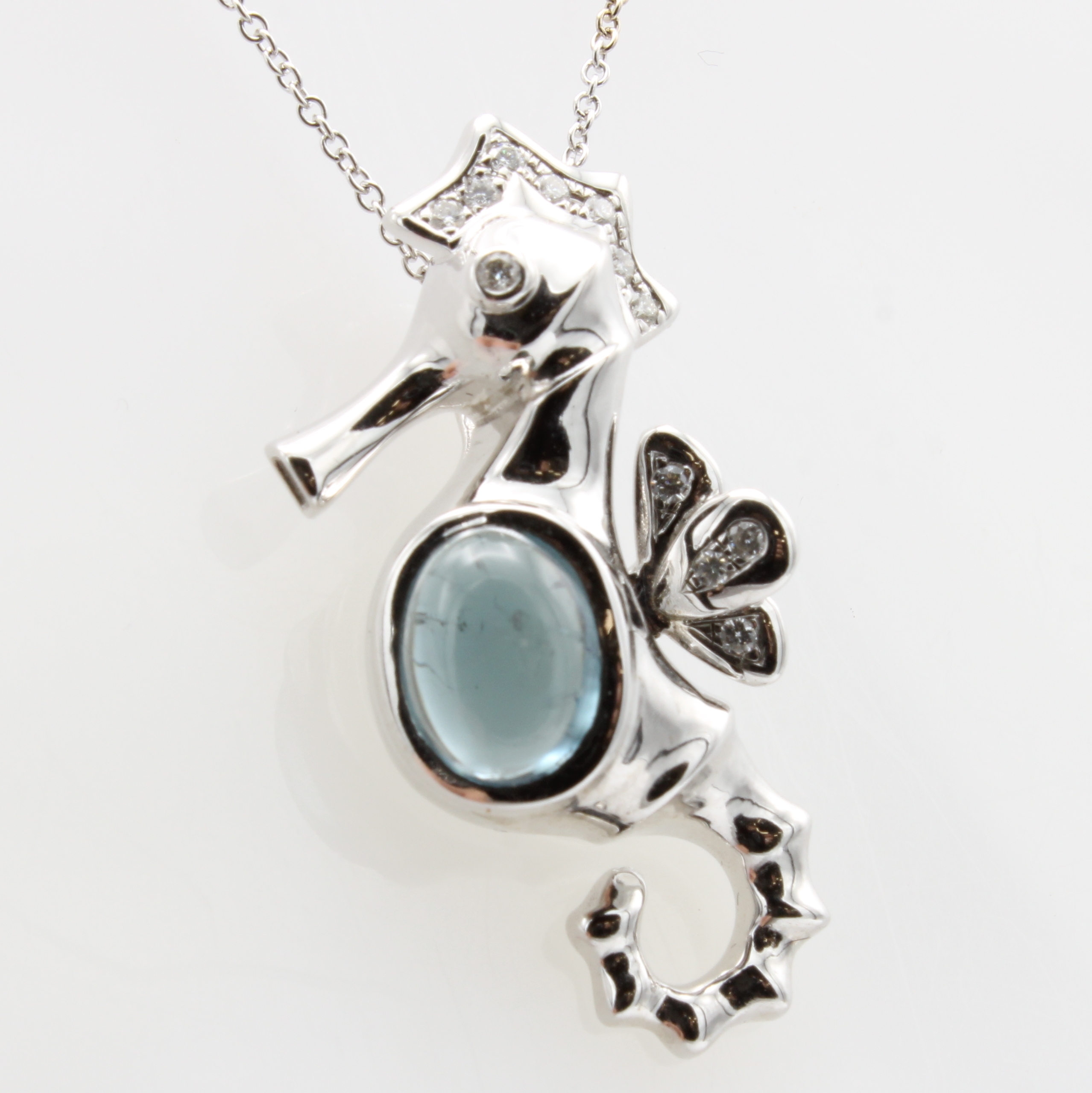 Image 27091549 - Anhänger ´Seepferdchen´ mit Turmalin und Brillanten an Kette, WG 585/000, 1 ...