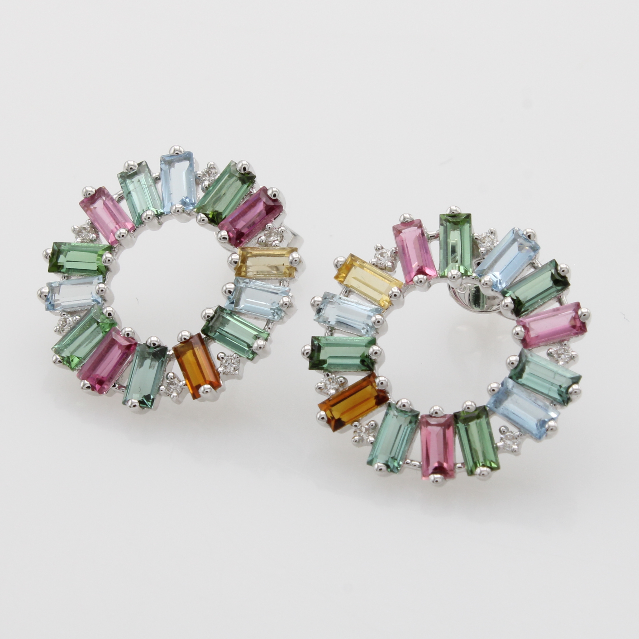 Image 27091566 - Paar Ohrstecker mit Farbsteinen und Brillanten, WG 585/000, Turmaline zus. ca. 2.3 ct, ...