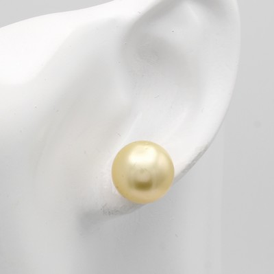 27091518a - Paar Südseezuchtperlohrstecker, WG 585/000, 2 champagnerf. Perlen, D. ca. 13 mm ...