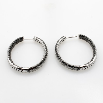 27091524a - Ovale Creolen mit Brillanten und Diamanten, WG 585/000, 44 Brill. zus. ca. 0.91 ct ...