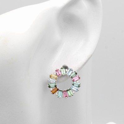 27091566a - Paar Ohrstecker mit Farbsteinen und Brillanten, WG 585/000, Turmaline zus. ca. 2.3 ct, ...