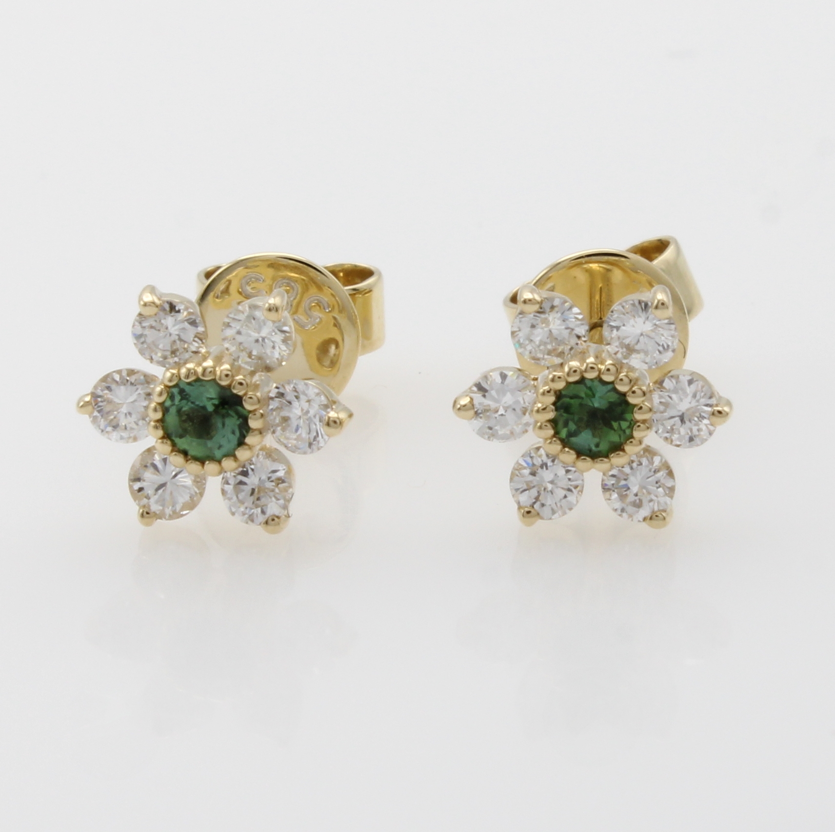 Image 27091696 - Paar Ohrstecker mit Brillanten und Turmalinen , WG 585/000, 12 Brill. zus. ca. 0.42 ct ...