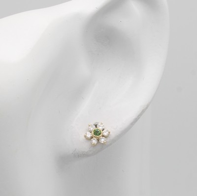 27091696a - Paar Ohrstecker mit Brillanten und Turmalinen , WG 585/000, 12 Brill. zus. ca. 0.42 ct ...