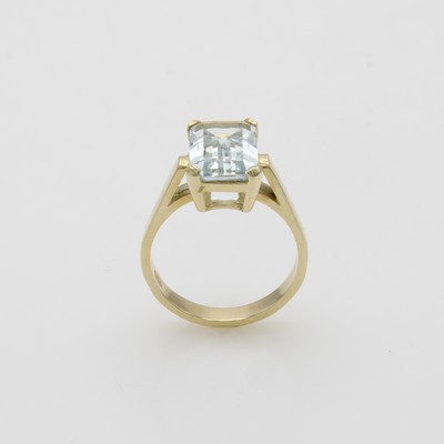 27091721a - Ring mit Aquamarin, GG 585/000, achteckiger Aquam. in Krappenfassung ca. 12x8 mm, RW ca. ...