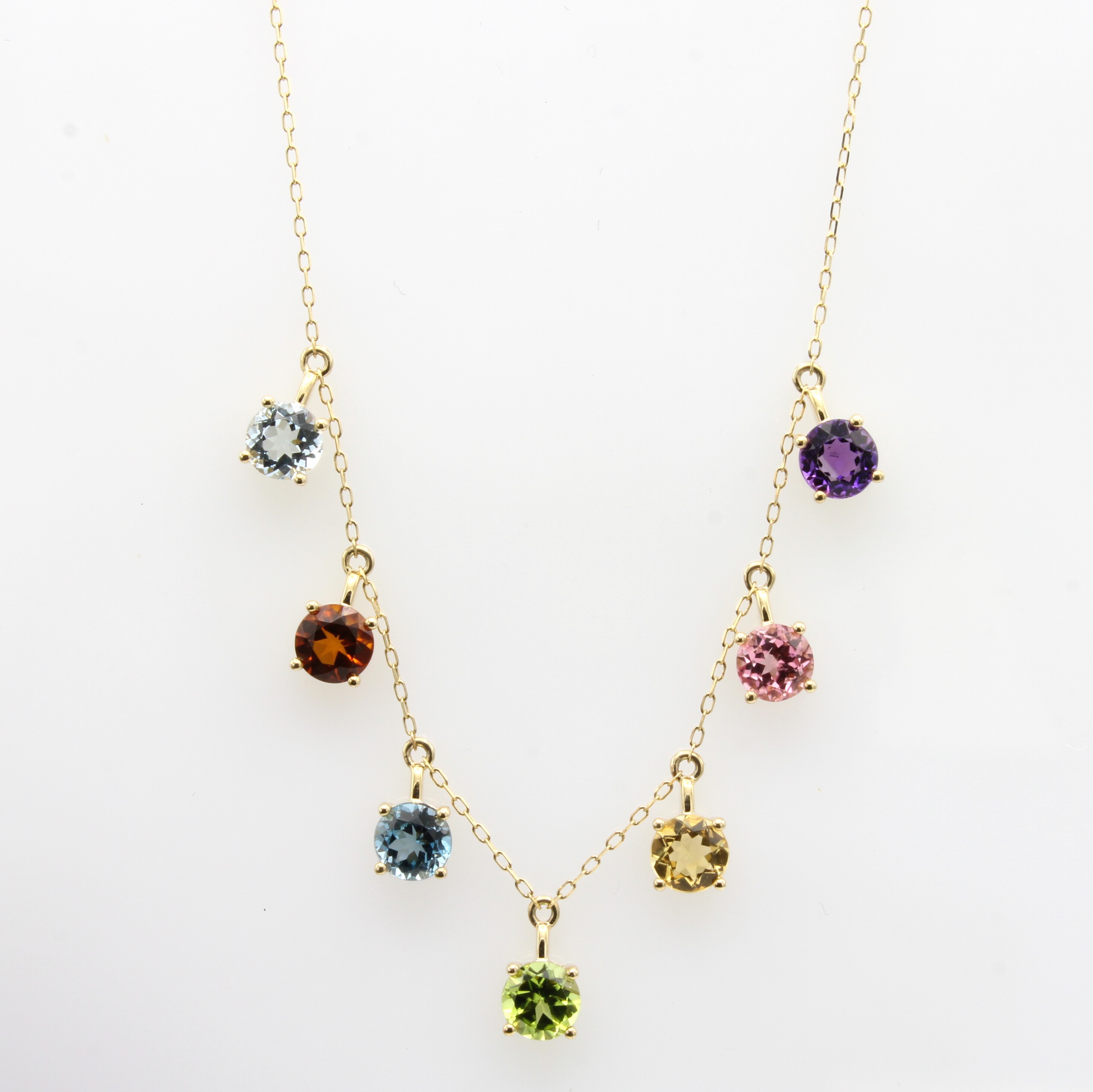Image 27092395 - Collier mit Farbsteinen, GG 585/000, Amethyst, Turmalin, Citrine, Peridot, Aquamarin u. ...