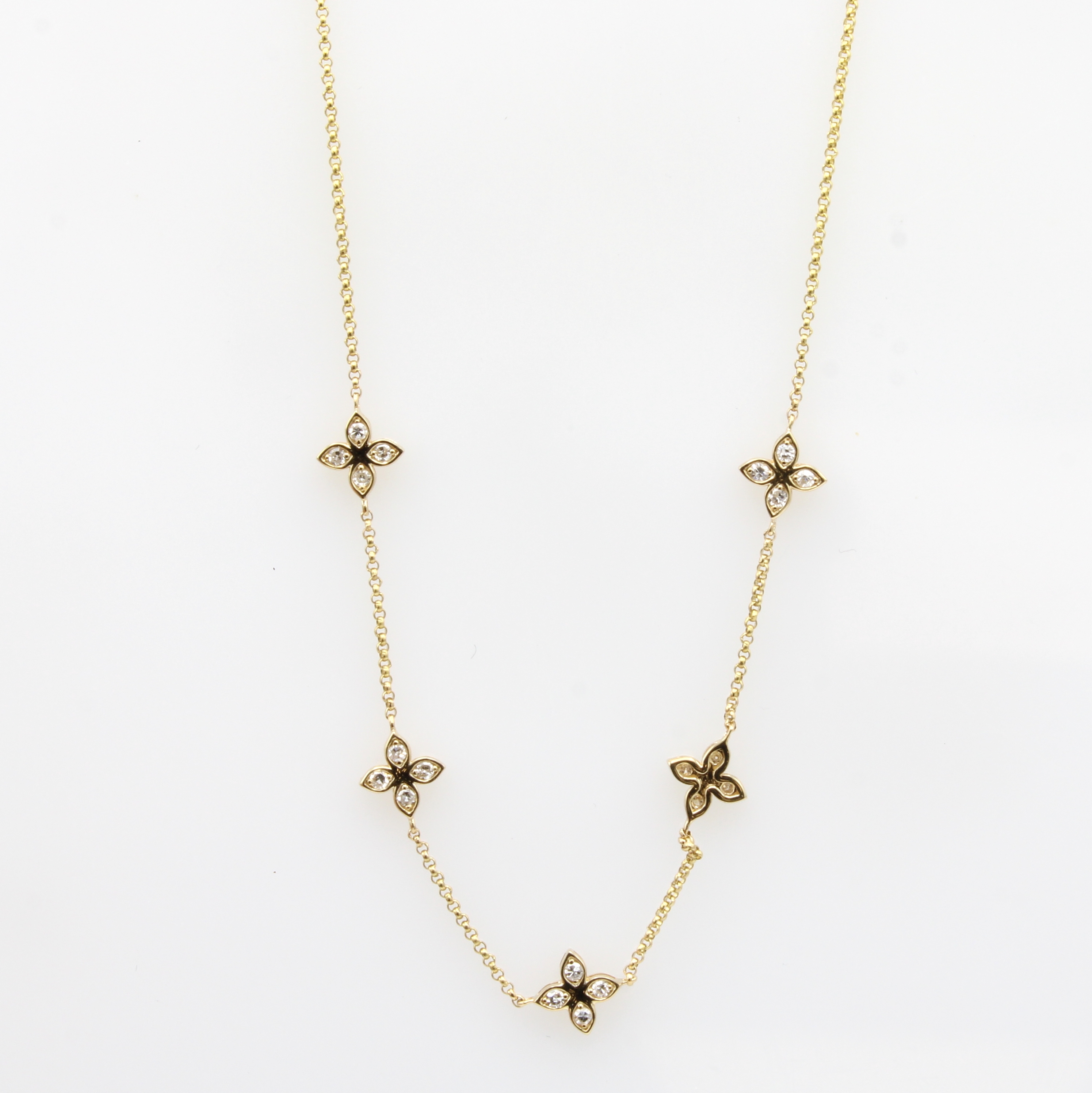 Image 27092397 - Collier mit Brillanten, GG 585/000, 20 Brill. in Blütenform gef. zus. ca. 0.21 ct ...