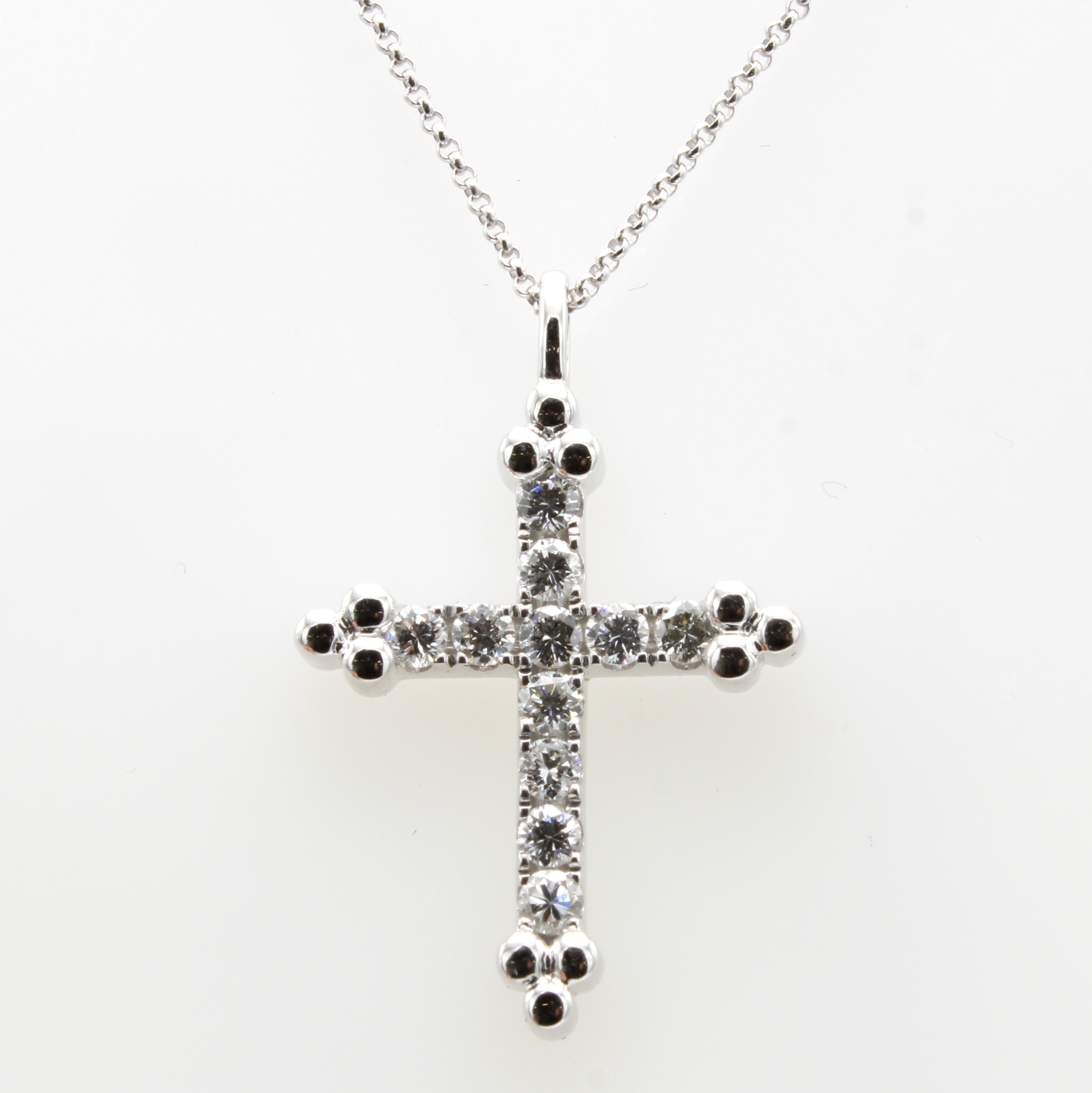 Image 27092399 - Kreuzanhänger mit Brillanten an Kette, WG 750/000, 11 Brill. zus. ca. 0.58 ct feines ...
