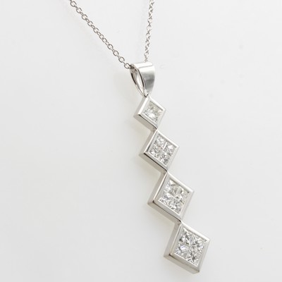 27092400a - Anhänger mit Diamanten, WG 750/000, 13 Diamanten zus. ca. 1.26 ct feines Weiß /vvs-vs, ...