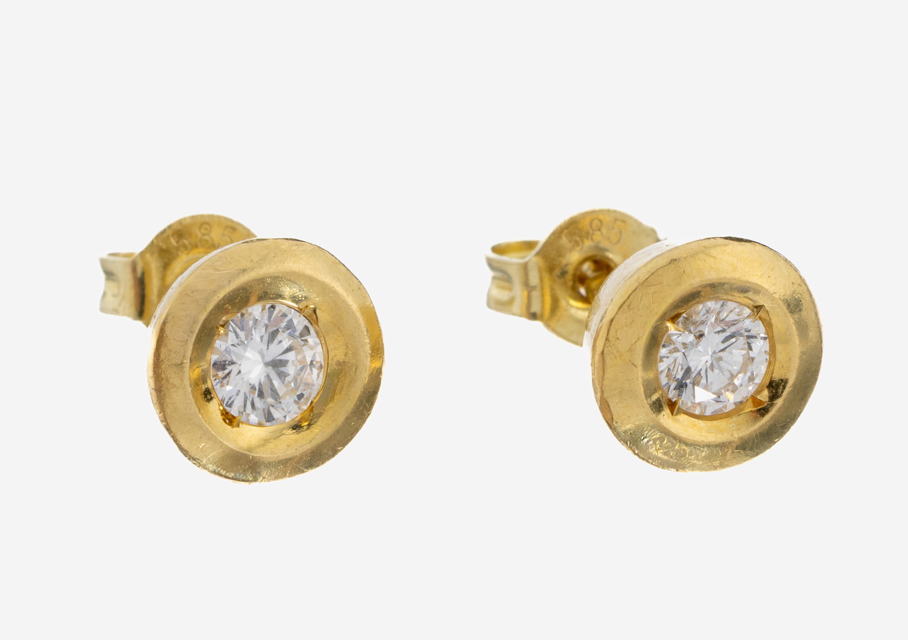 Image 27092655 - Paar 14 kt Gold Brillant-Ohrstecker, GG 585/000, 2 Brillanten zus. ca. 0.40 ct ...