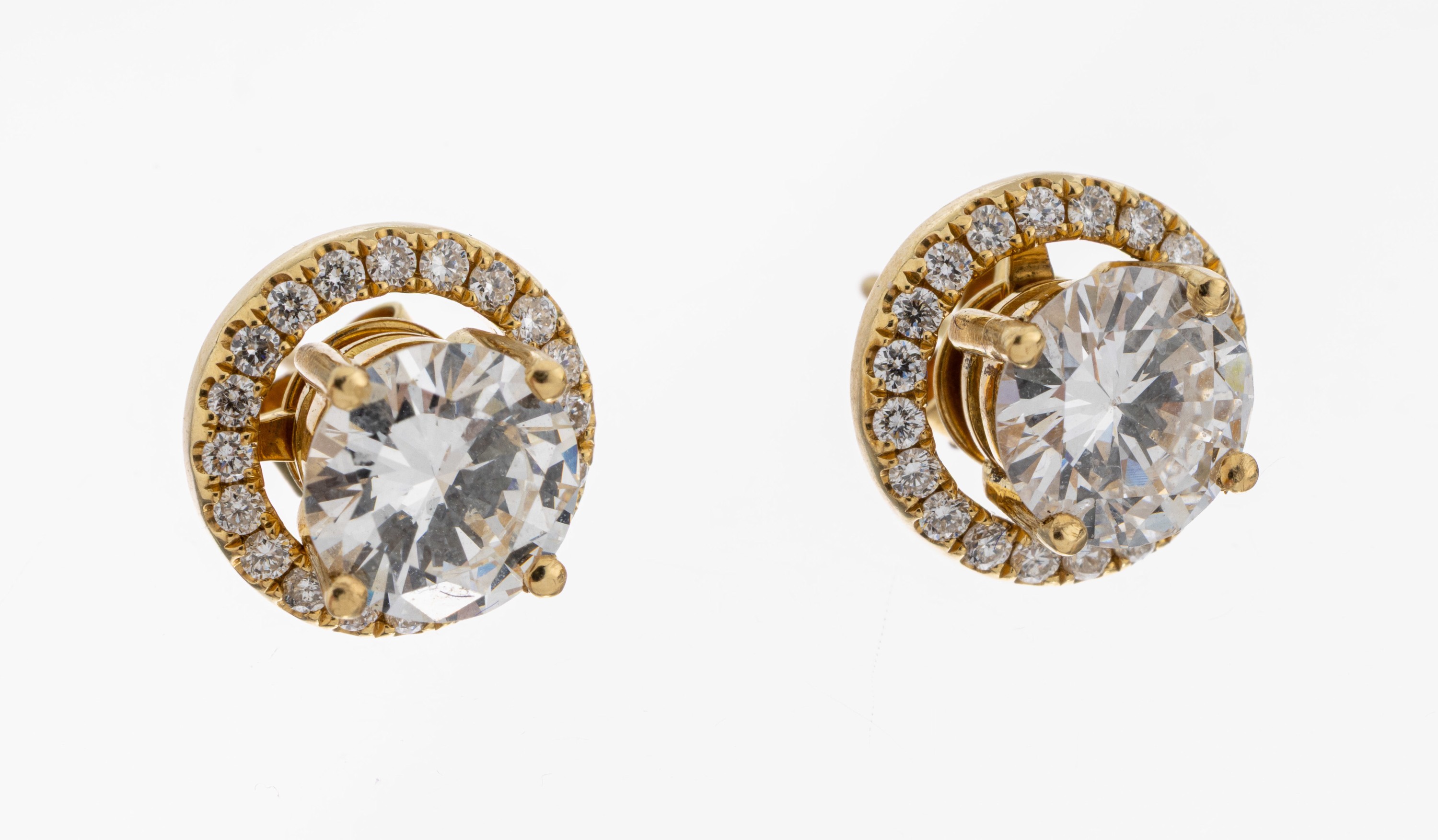 Image 27092662 - Paar 18 kt Gold Brillant-Ohrstecker, GG 750/000, 2 Brillanten zus. ca. 2.12 ct feines ...