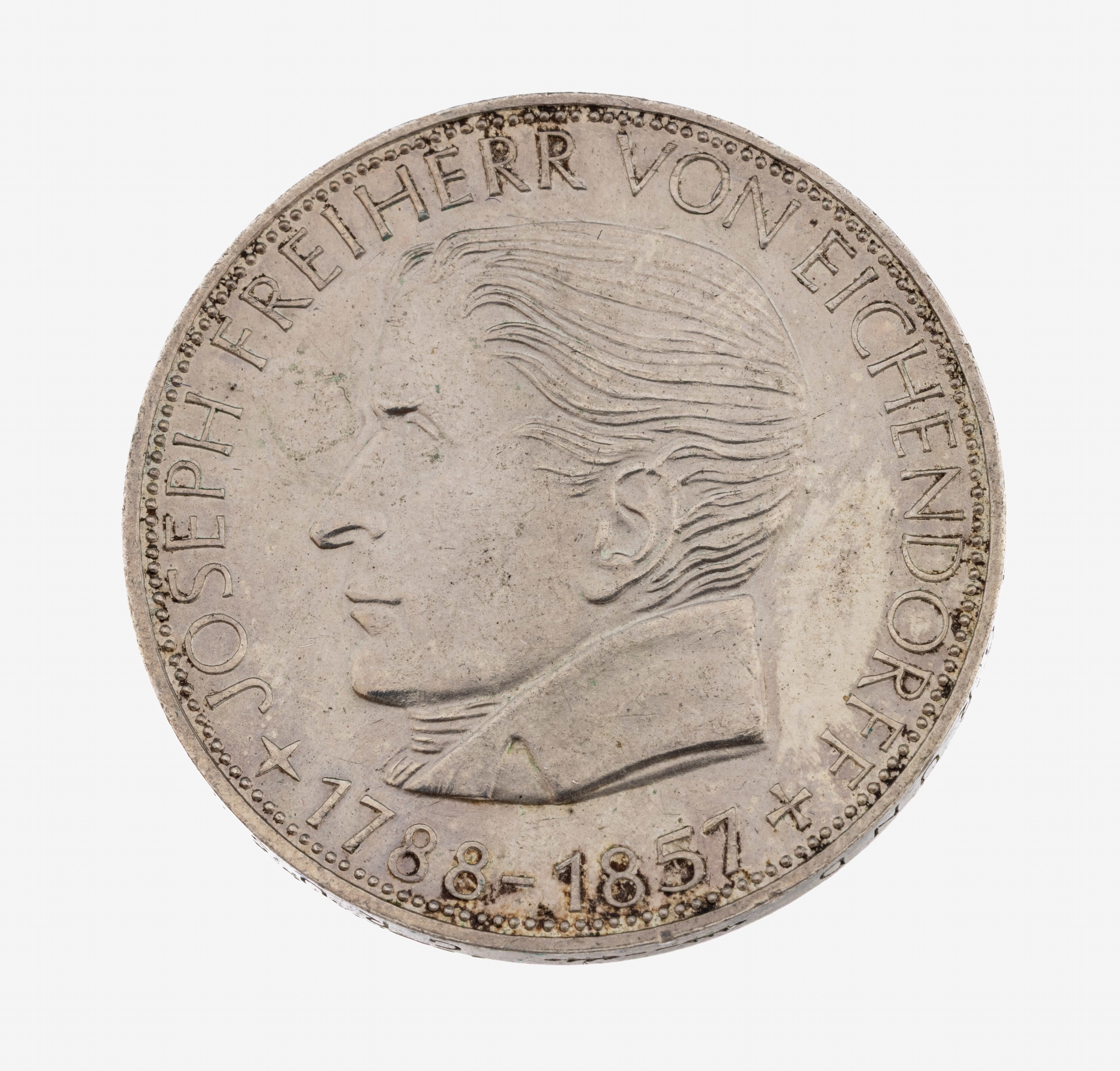 Silbermünze, 5 Mark, Deutschland, 1957, Freiherr von Eichendorff