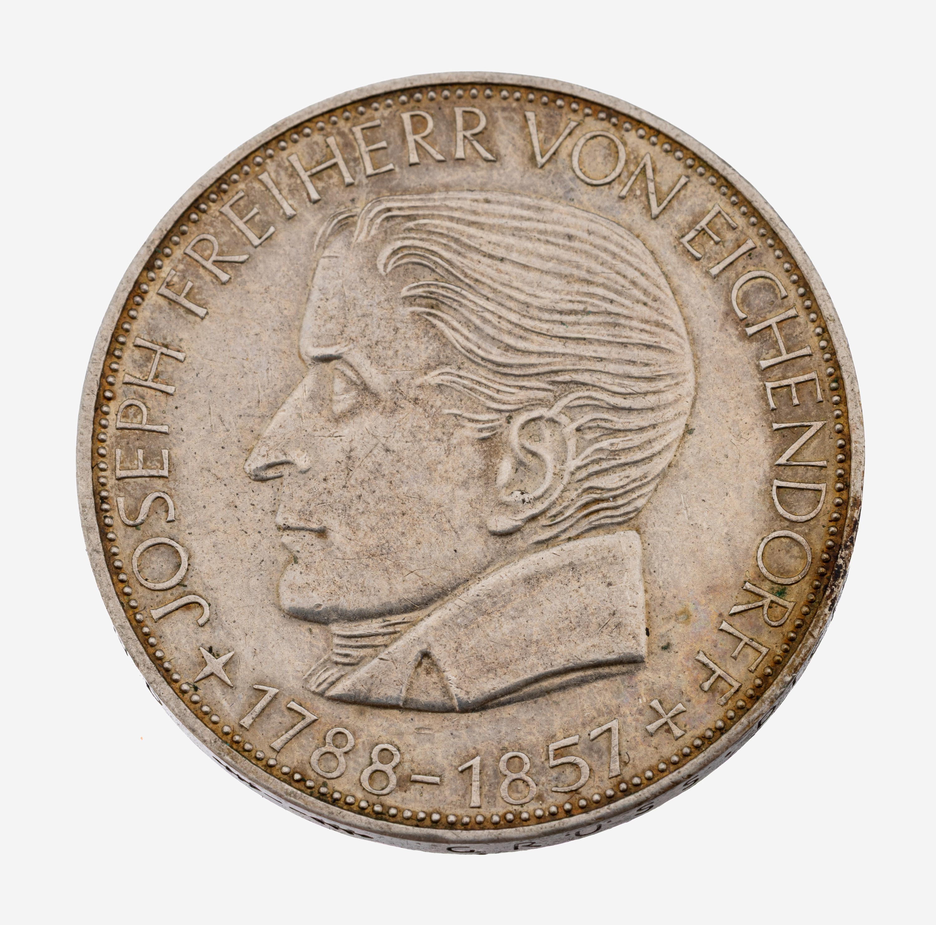 Image 27092681 - Silbermünze, 5 Mark, Deutschland, 1957, Freiherr von Eichendorff