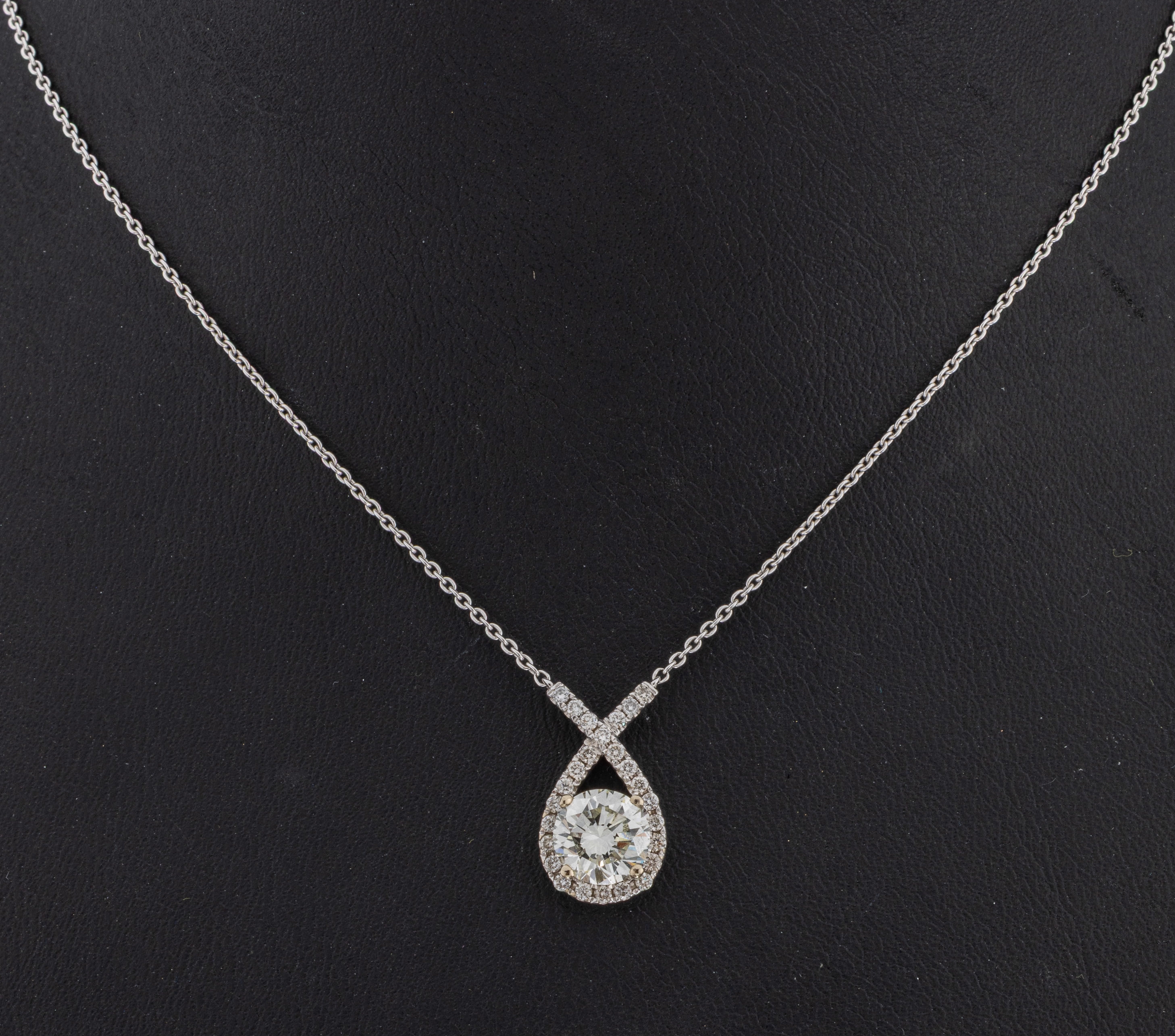 Image 27092686 - 18 kt Gold Brillant-Collier, WG 750/000, Mittelteil mit Brillant ca. 1.01 ct get.Weiß/ ...