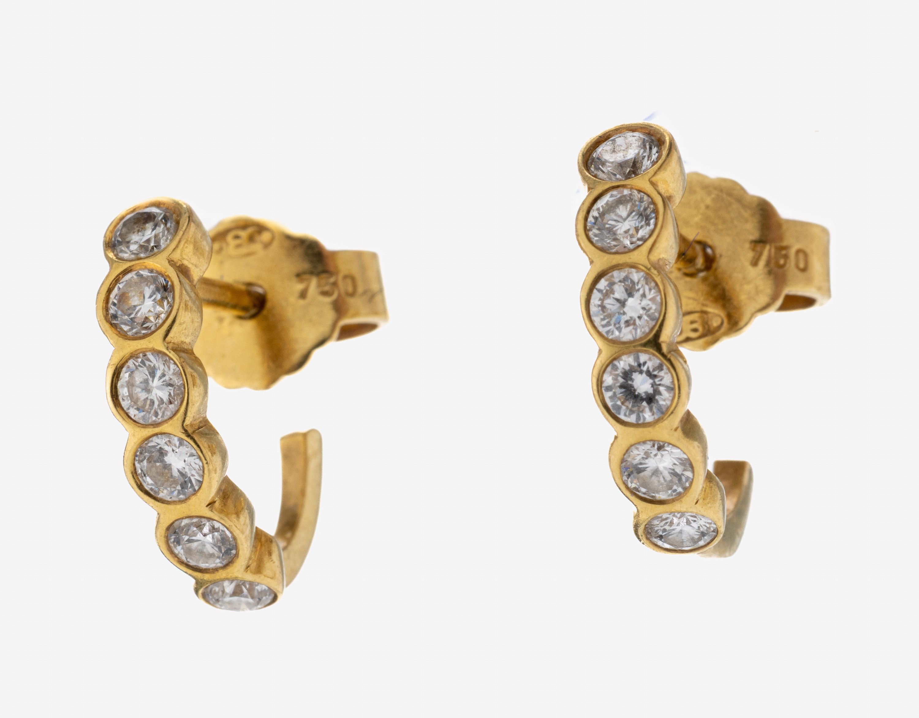 Image 27092707 - Paar 18 kt Gold Brillant-Ohrstecker, GG 750/000, 12 Brillanten zus. ca. 0.40 ct ...