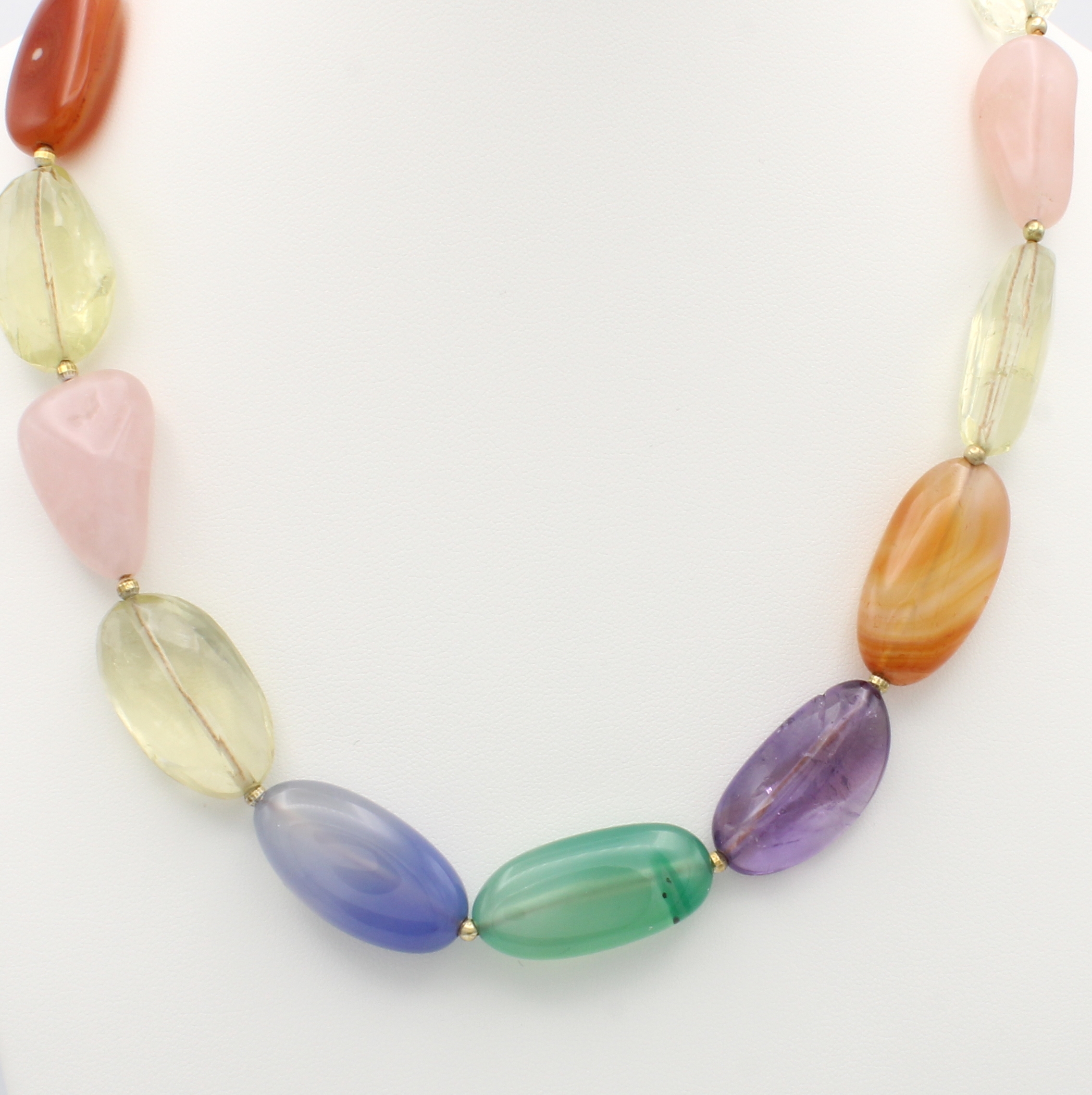 Image 27092713 - Steinkette, 925er Silber verg., Turmalin, Aquamarin, Rosenquarze, Carneol, Citrin, ...