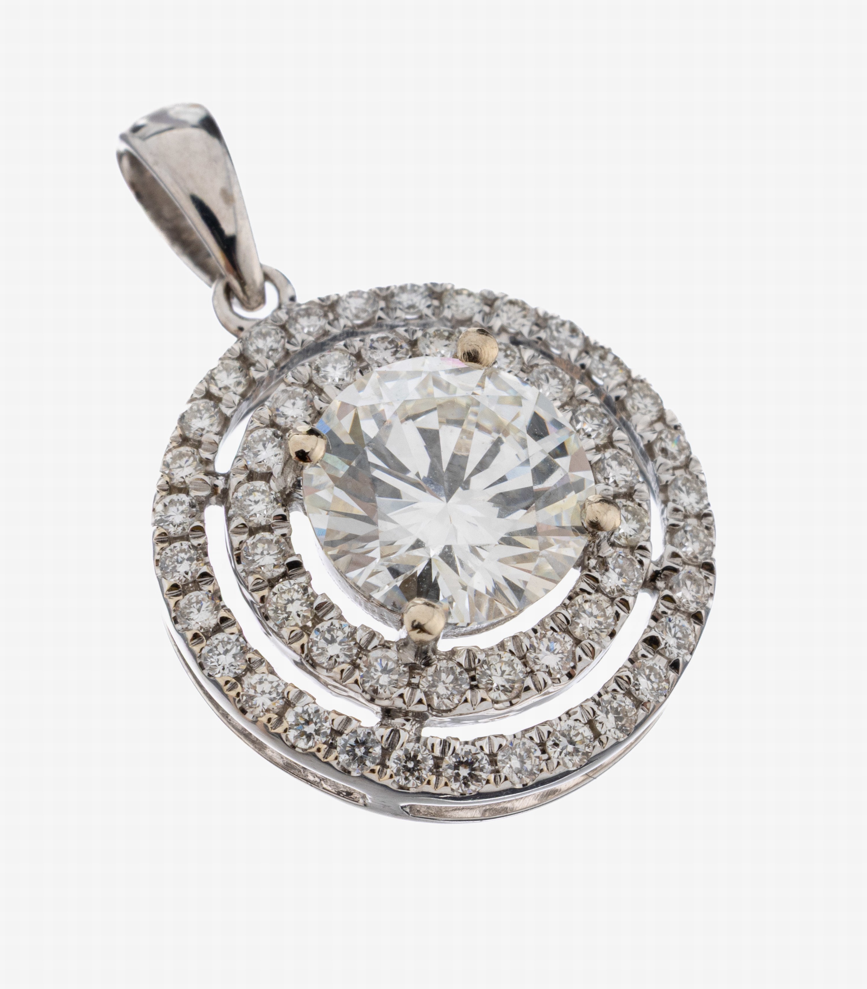 Image 27092722 - 18 kt Gold Brillant-Anhänger, WG 750/000, mittig Brillant ca. 1.03 ct feines ...