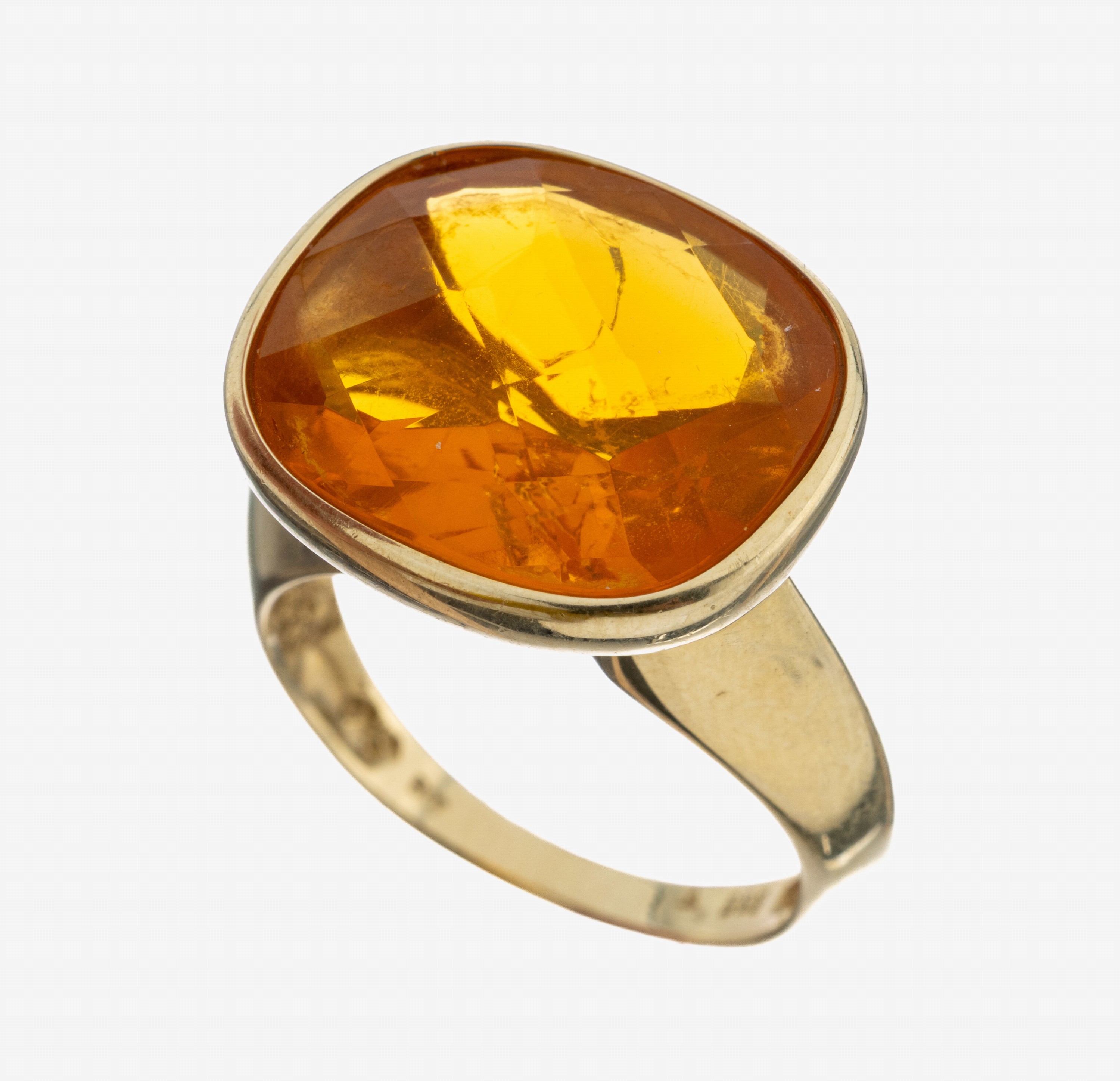 Image 27092732 - 14 kt Gold Feueropal-Ring, GG 585/000, facett. Feueropal ca. 8.0 ct, RW 57, ca. 7.1 g