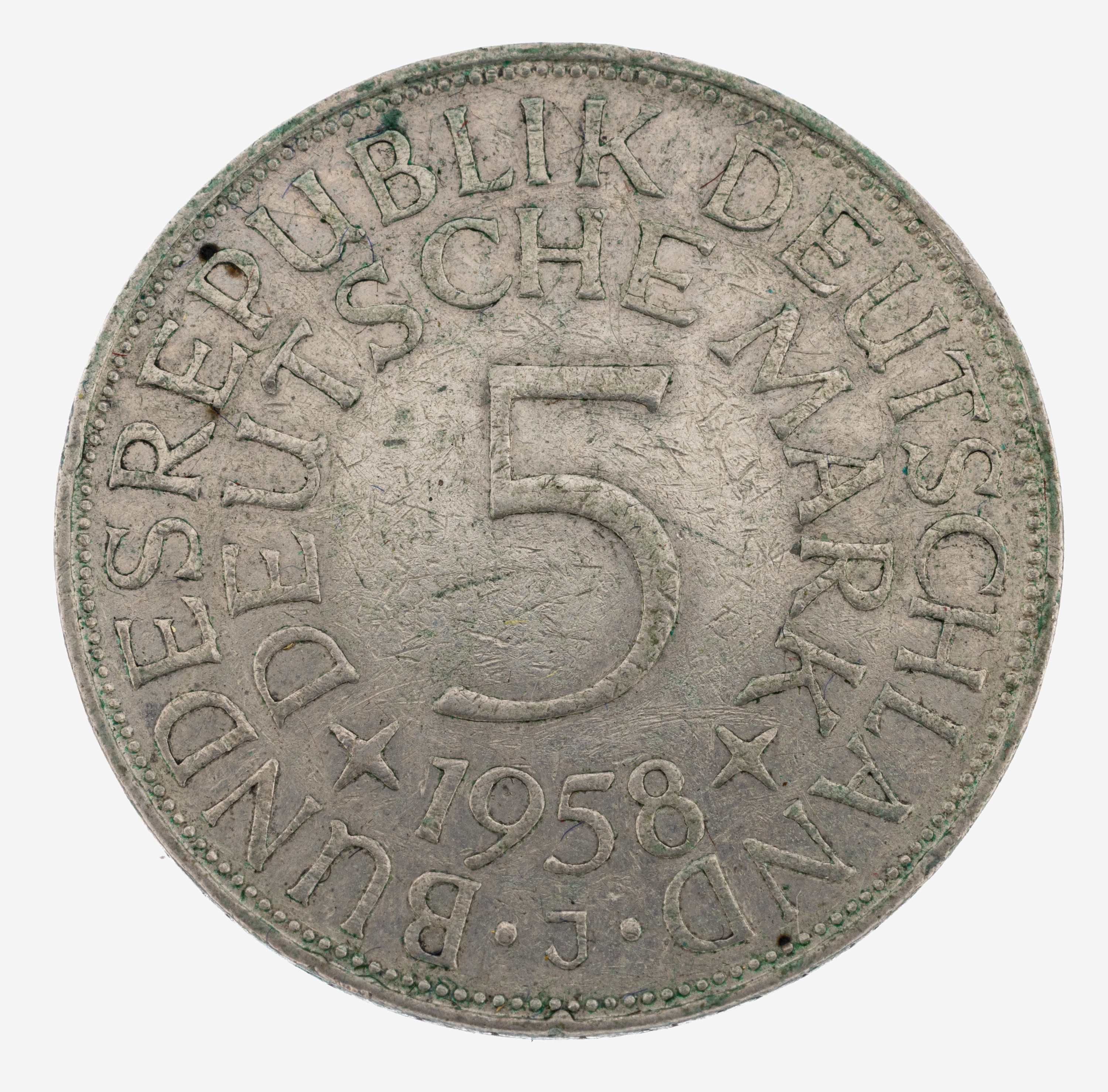 Image 27092733 - Silbermünze, 5 Mark, Deutschland, 1958, Prägemarke J