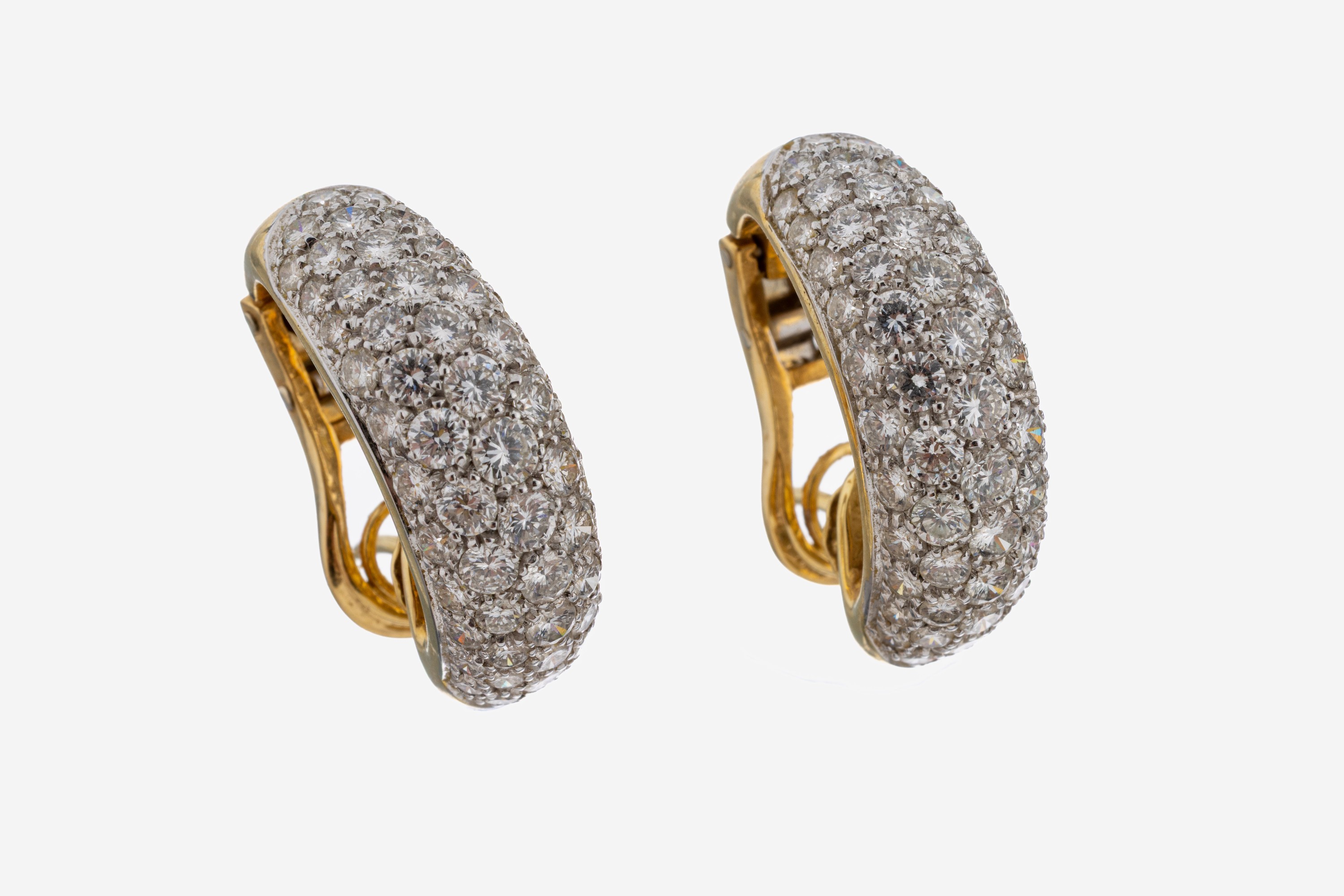 Image 27092742 - Paar 18 kt Gold Brillant-Ohrcreolen, GG/WG 750/000, 118 in WG gefasste Brillanten zus. ...