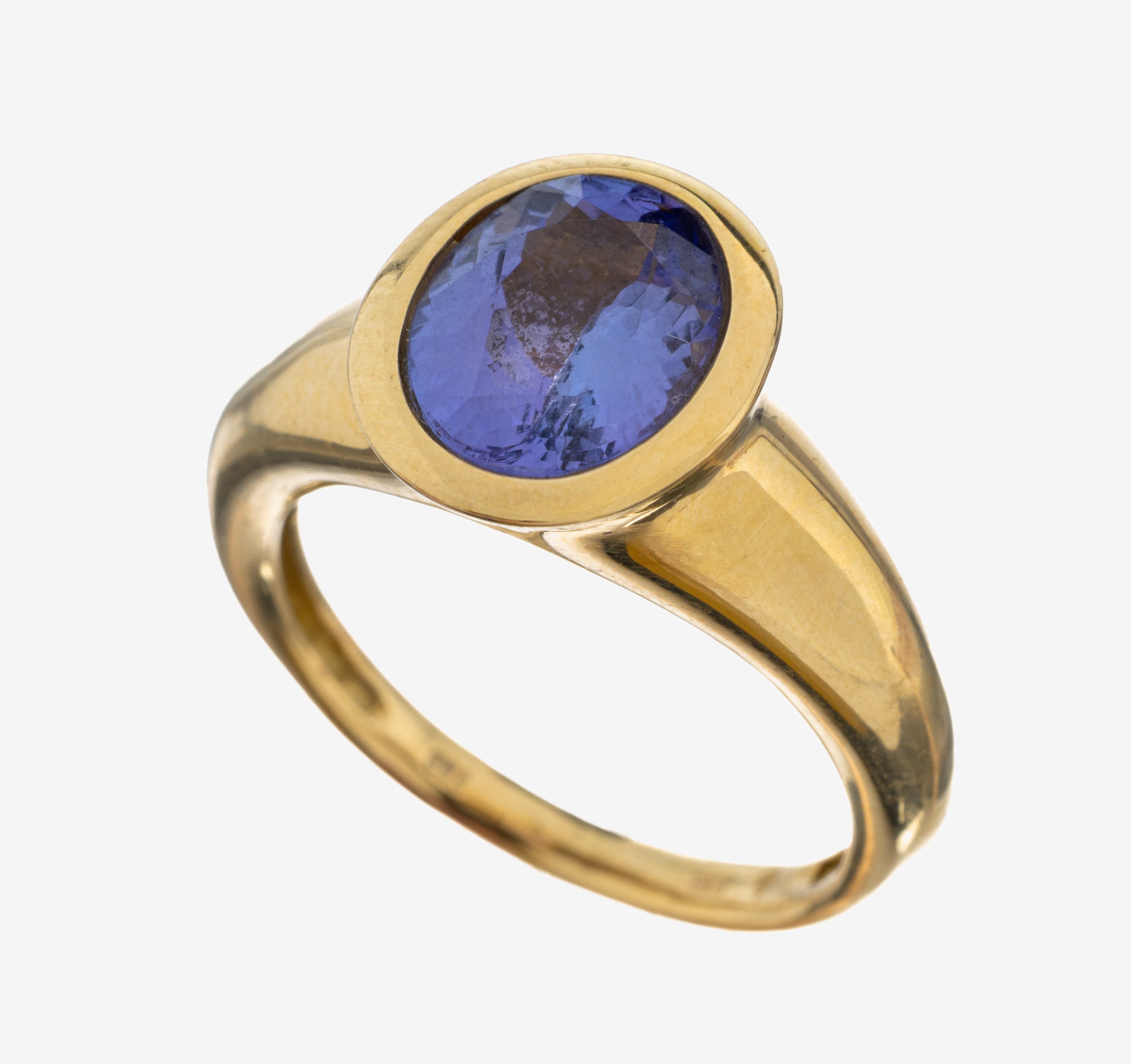 Image 27092749 - 18 kt Gold Tansanit-Ring, GG 750/000, ovalfacett. Tansanit ca. 3.0 ct, RW 57, ca. 6.2 g