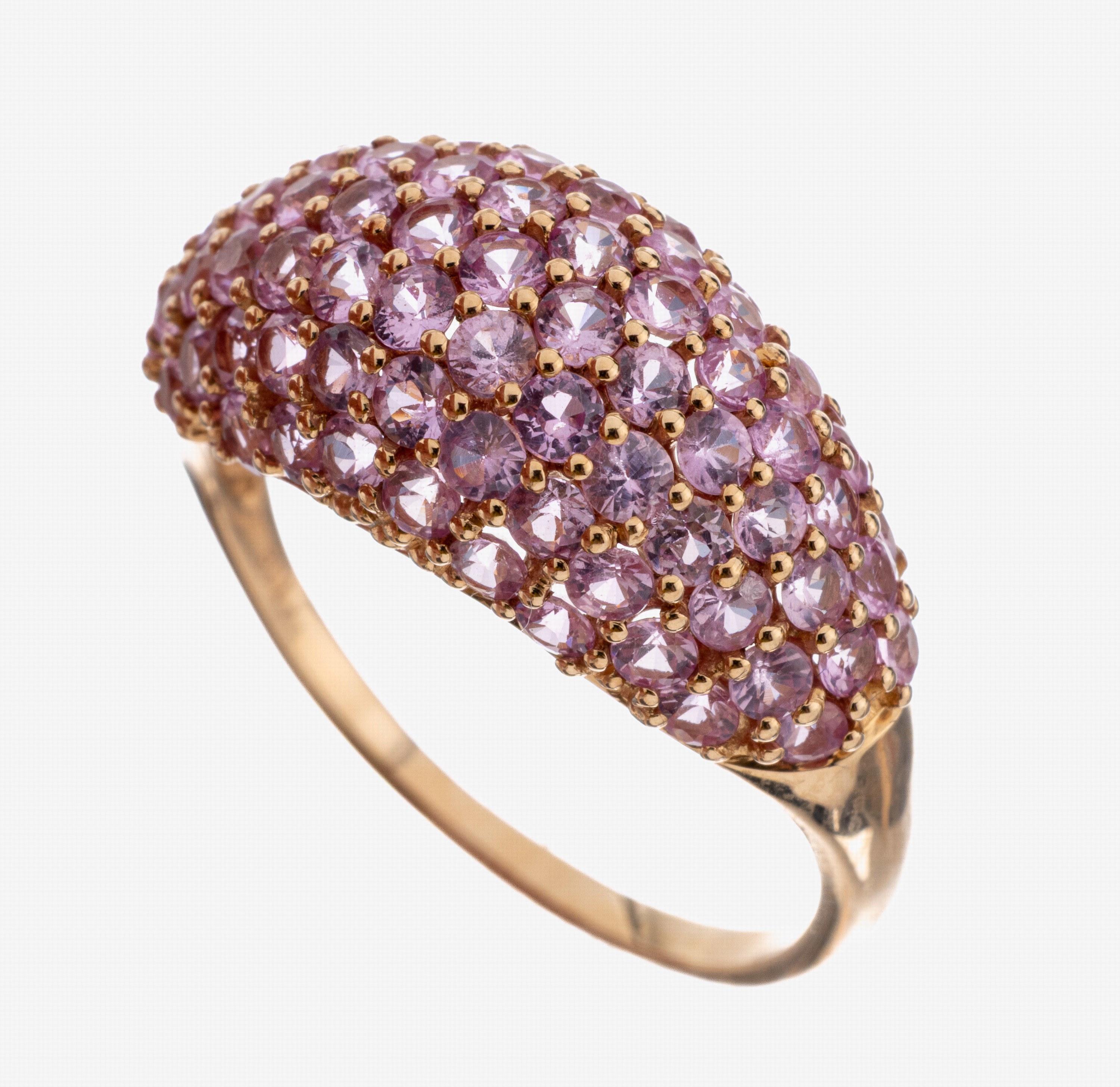 Image 27092757 - 14 kt Gold Turmalin-Ring, RG 585/000, hoch aufgebauter Ringkopf, rundfacett. pinke ...