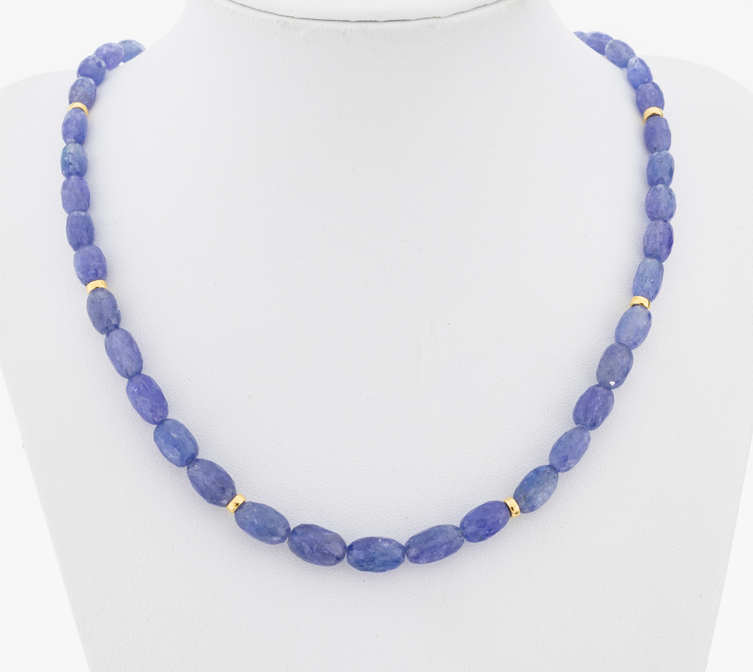 Image 27092797 - Tansanit-Collier mit 18 kt Gold Schließe und Zwischengliedern, GG 750/000, facett. ...